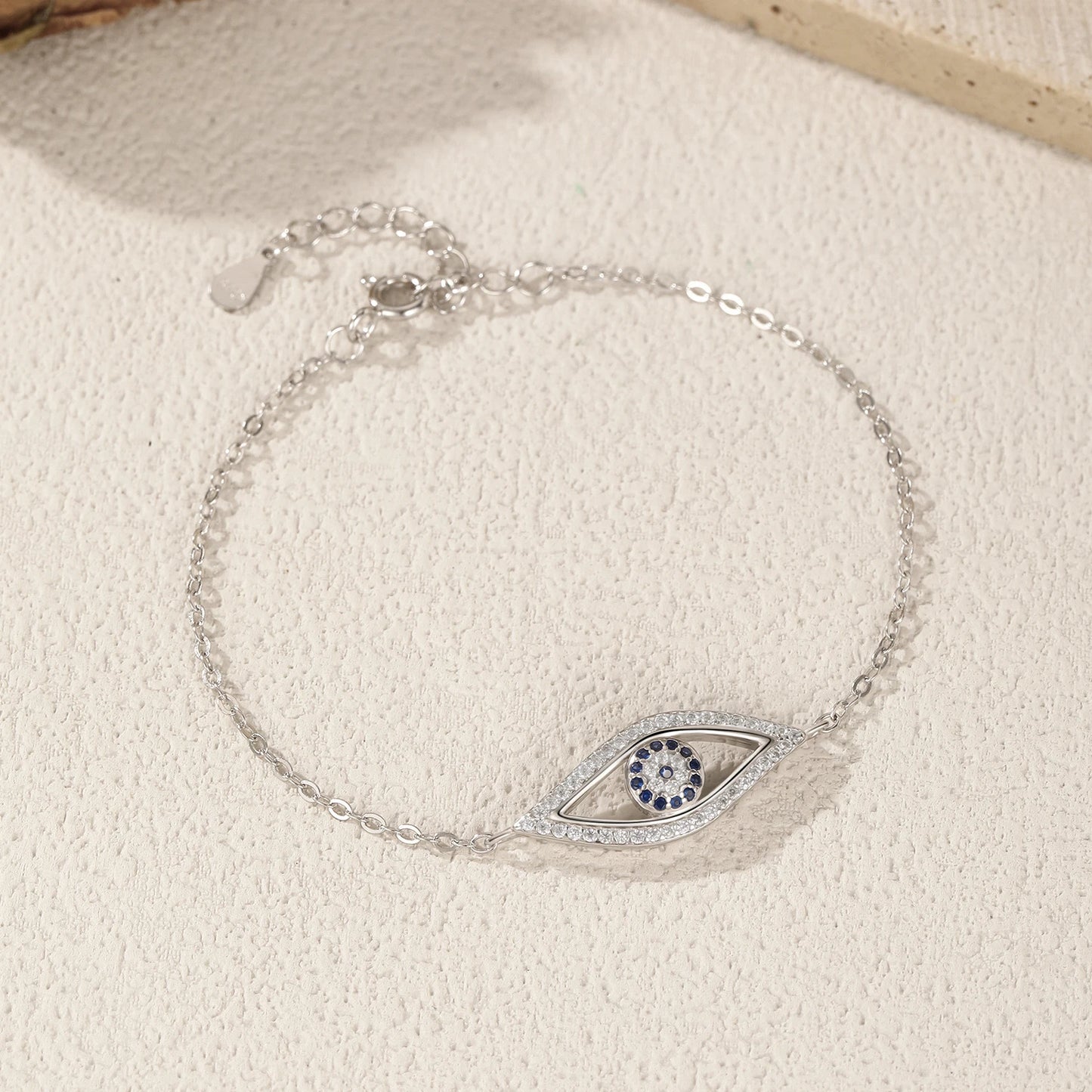 925 Sterling Silber Armband mit Zirkon-Auge – Schutz & Stil vereint