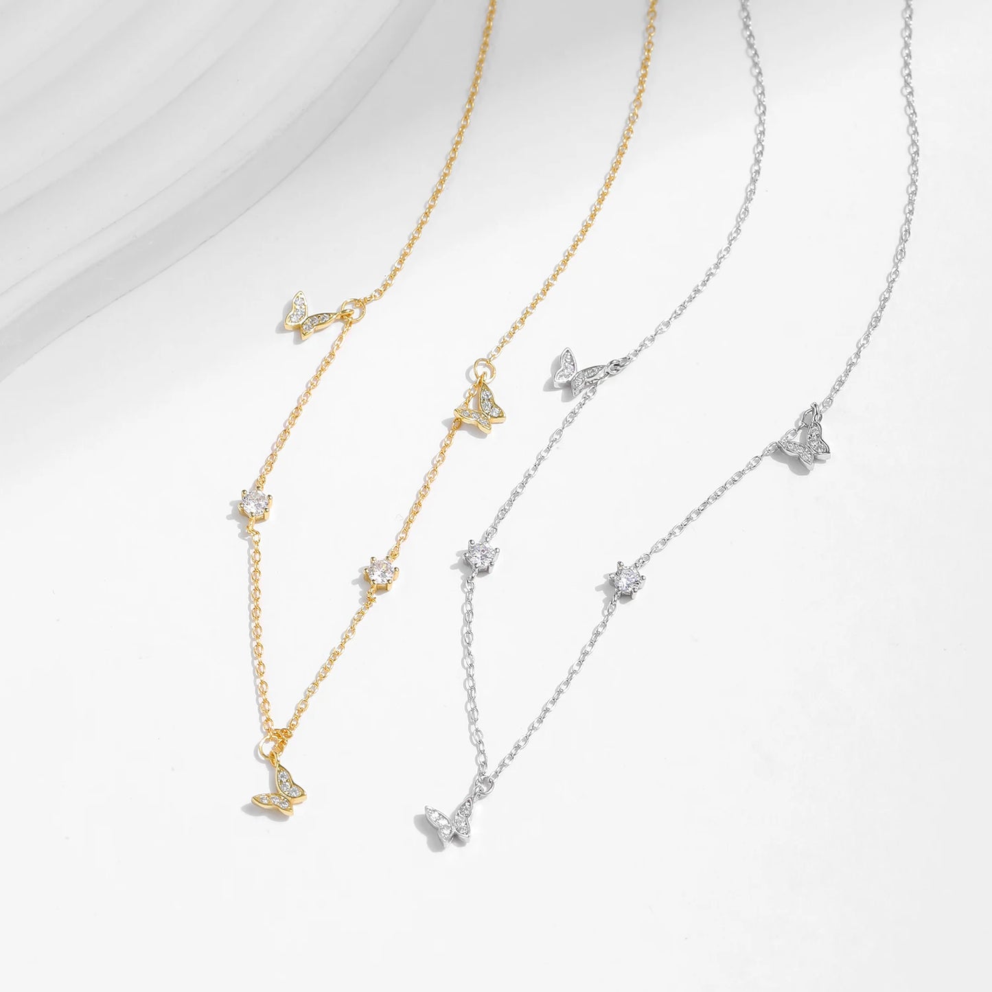925 Sterling Silber Halskette mit zarten Sternanhängern