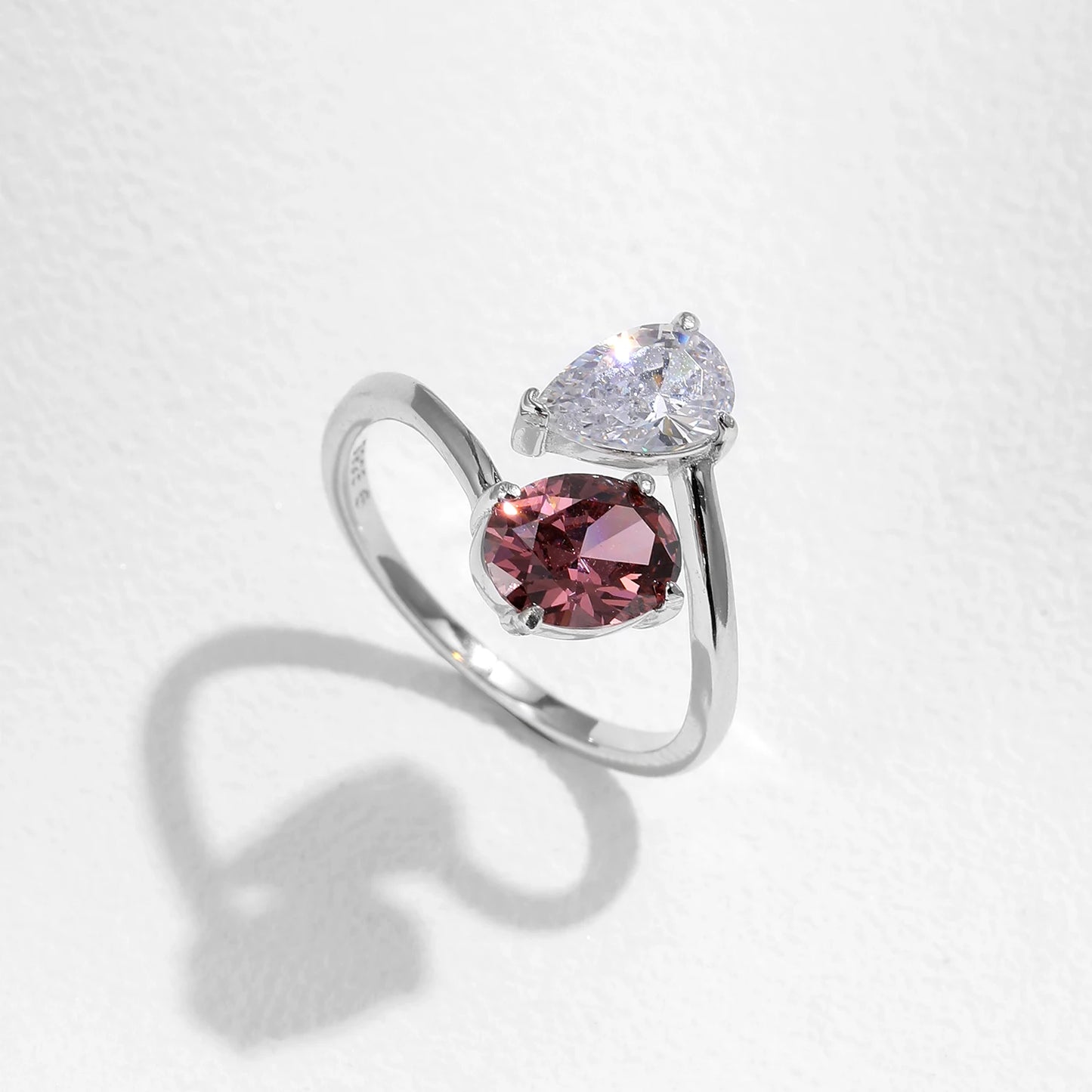 925 Sterling Silber Ring mit rosafarbenem und klarem Zirkonia