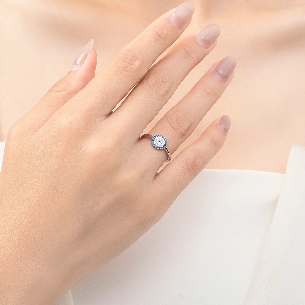 925 Sterling Silber Ringe mit blauen und klaren Zirkonia