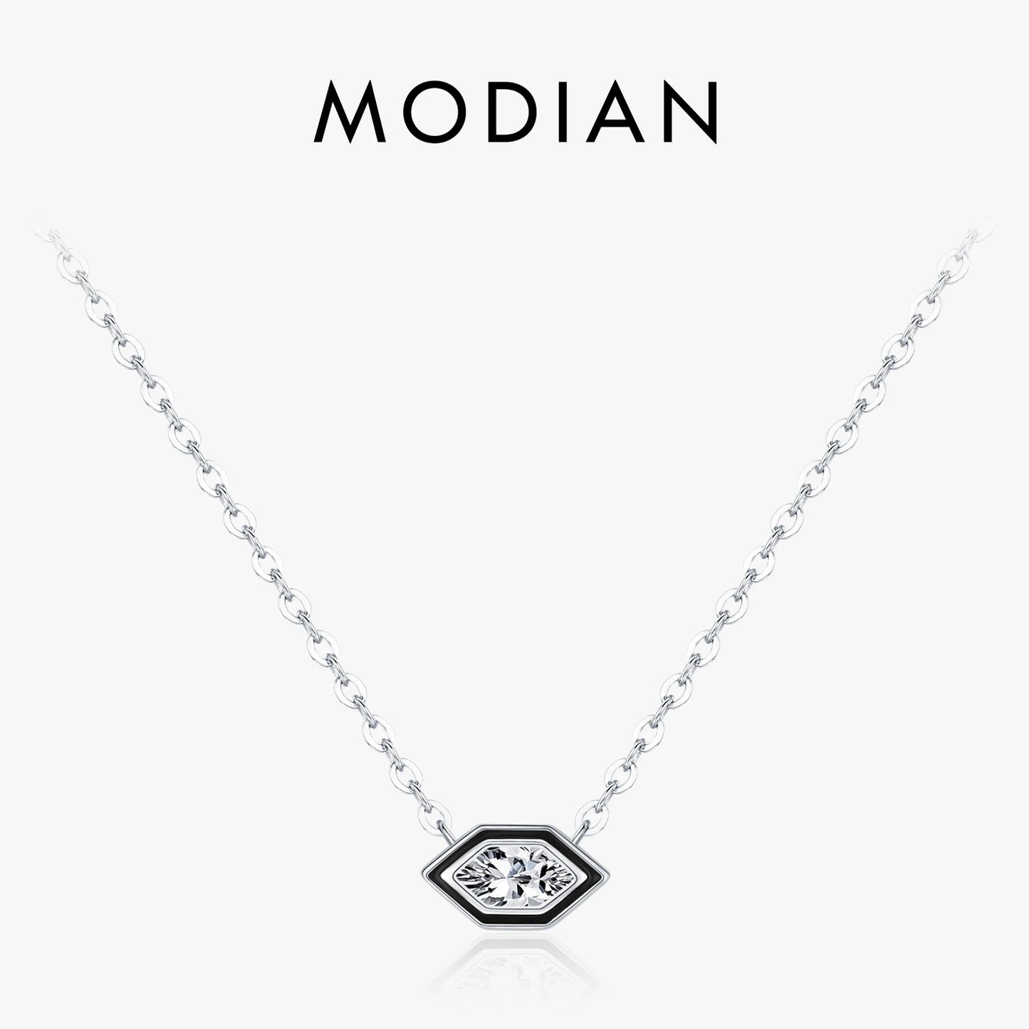 Geometrische Halskette aus 925 Sterling Silber mit Zirkonia
