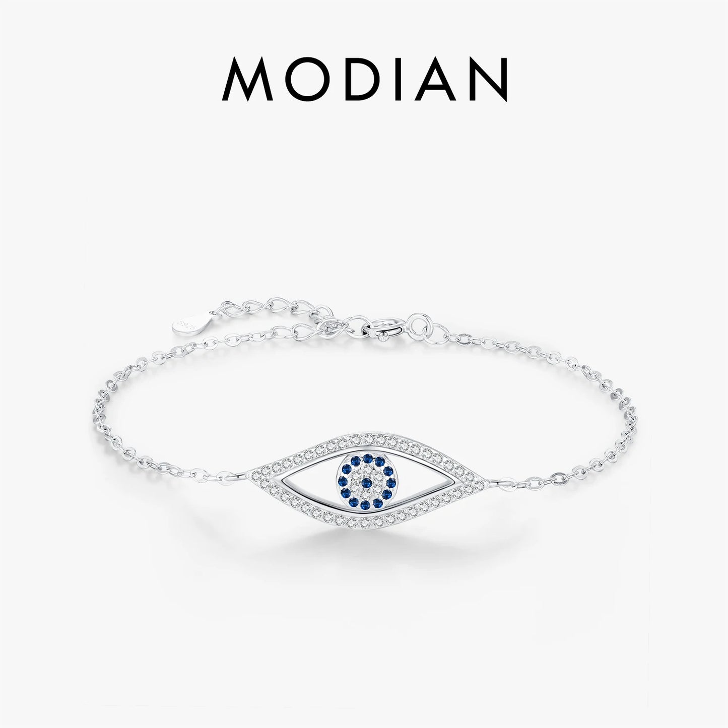 925 Sterling Silber Armband mit Zirkon-Auge – Schutz & Stil vereint