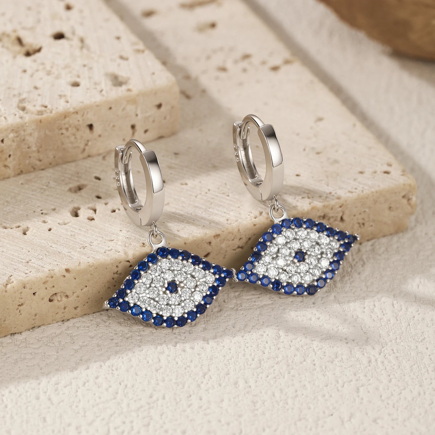 925 Sterling Silber Ohrringe mit blauem Zirkon – Geometrische Eleganz mit Symbolcharakter