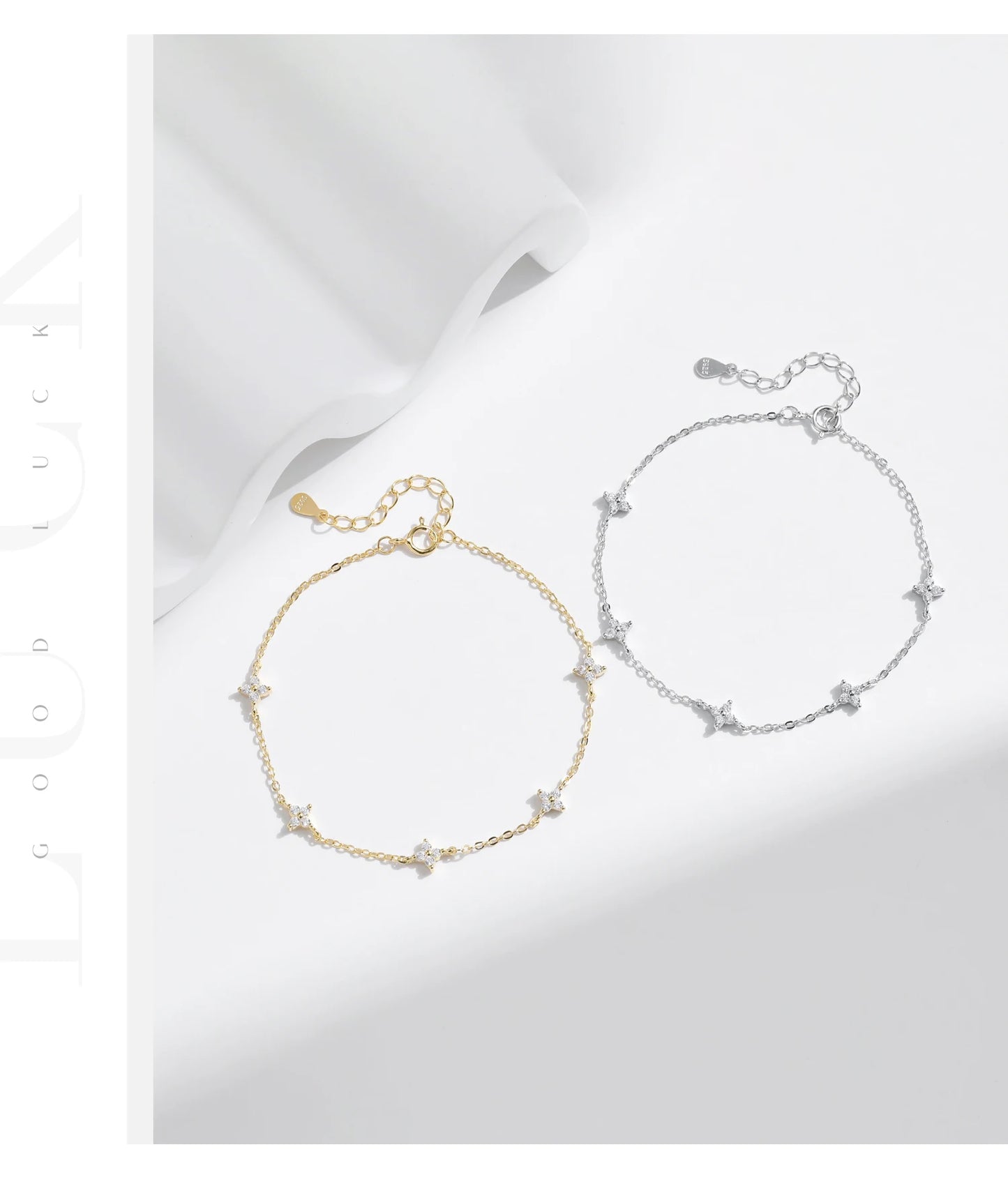 Filigranes Armband aus 925 Sterling Silber mit Zirkonia-Blüten