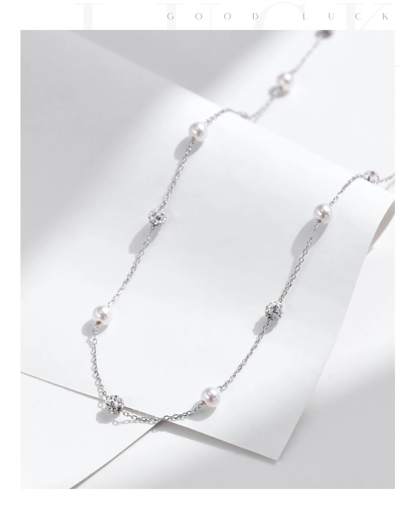 Elegante Y-Kette aus 925 Sterling Silber mit Perlen & Zirkonia