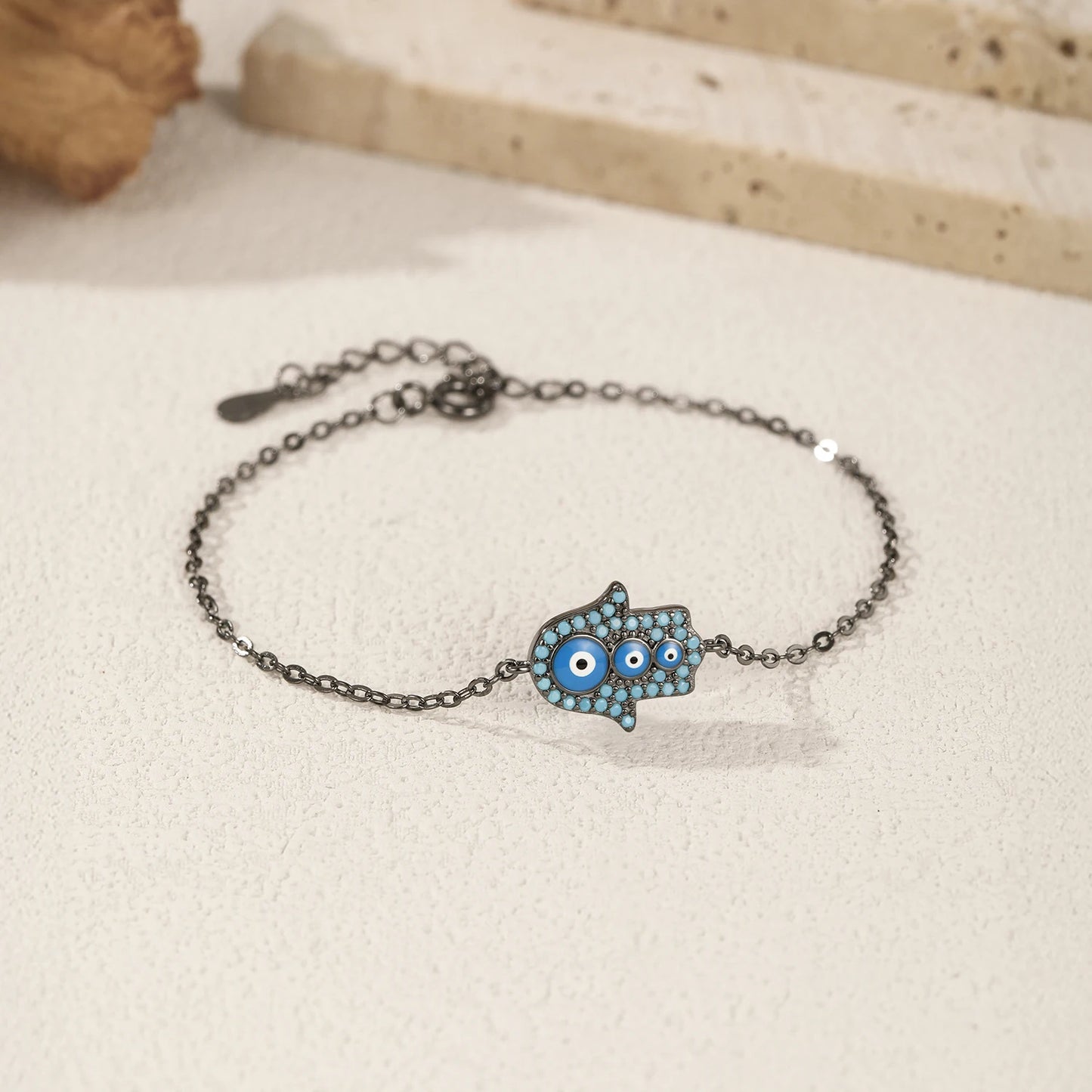 925 Sterling Silber Armband mit türkisfarbener Hand der Fatima – Symbol des Schutzes
