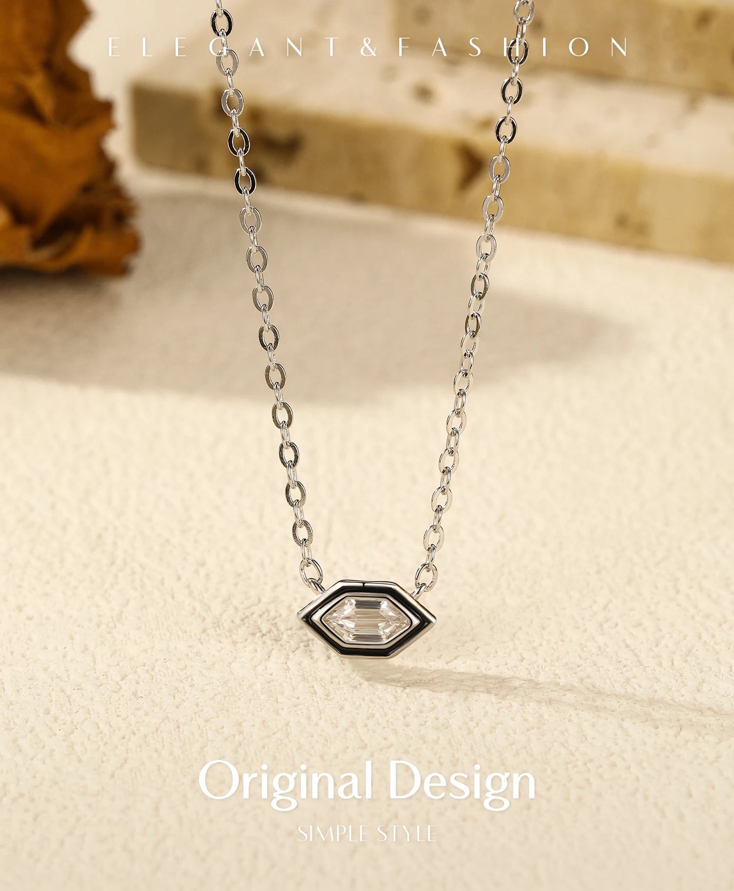 Geometrische Halskette aus 925 Sterling Silber mit Zirkonia