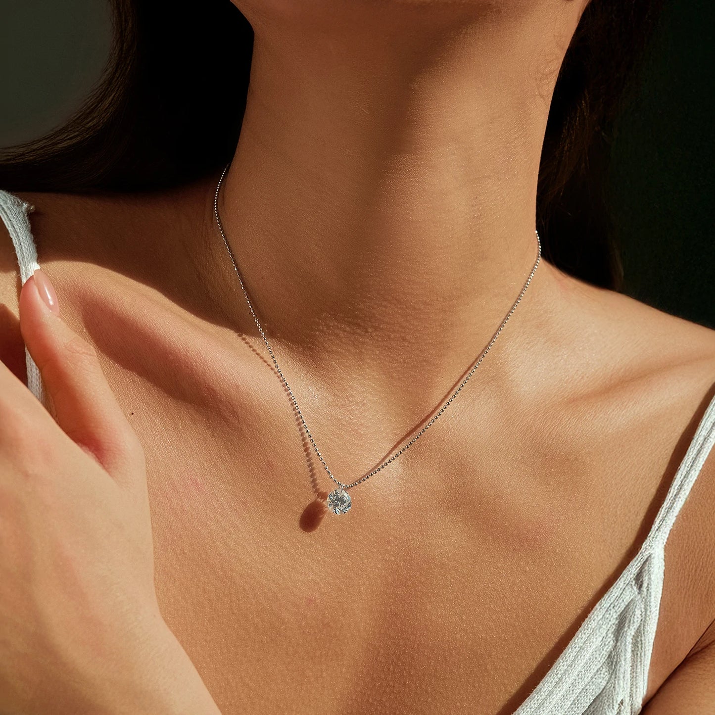 925 Sterling Silber Halskette mit schillerndem Moissanit-Anhänger – Zeitlose Eleganz