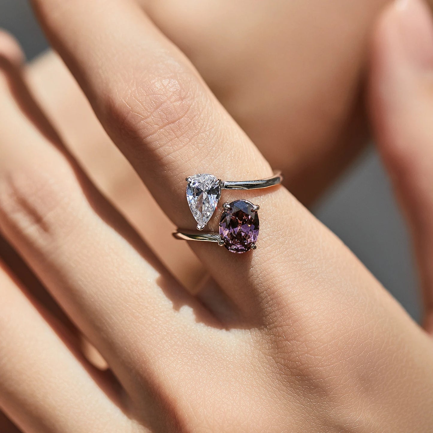 925 Sterling Silber Ring mit rosafarbenem und klarem Zirkonia