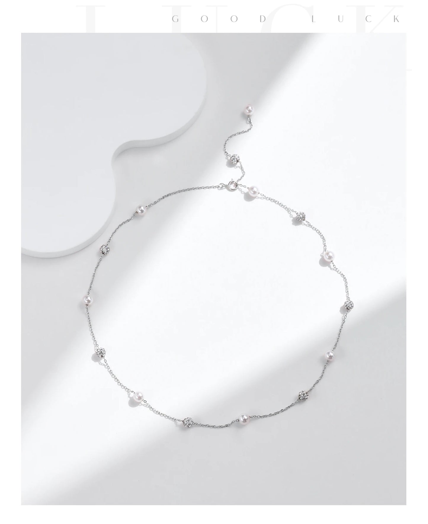 Elegante Y-Kette aus 925 Sterling Silber mit Perlen & Zirkonia