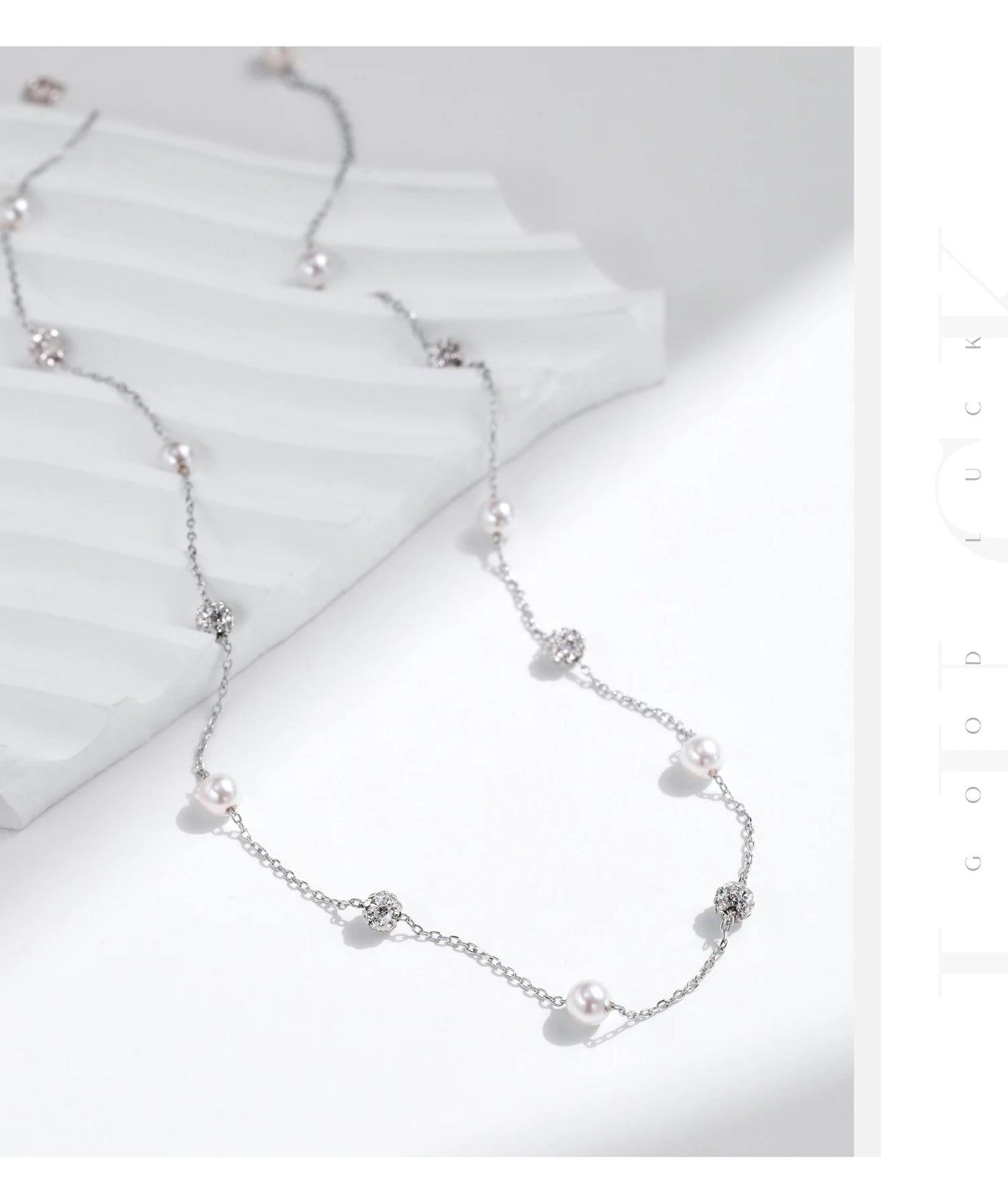 Elegante Y-Kette aus 925 Sterling Silber mit Perlen & Zirkonia