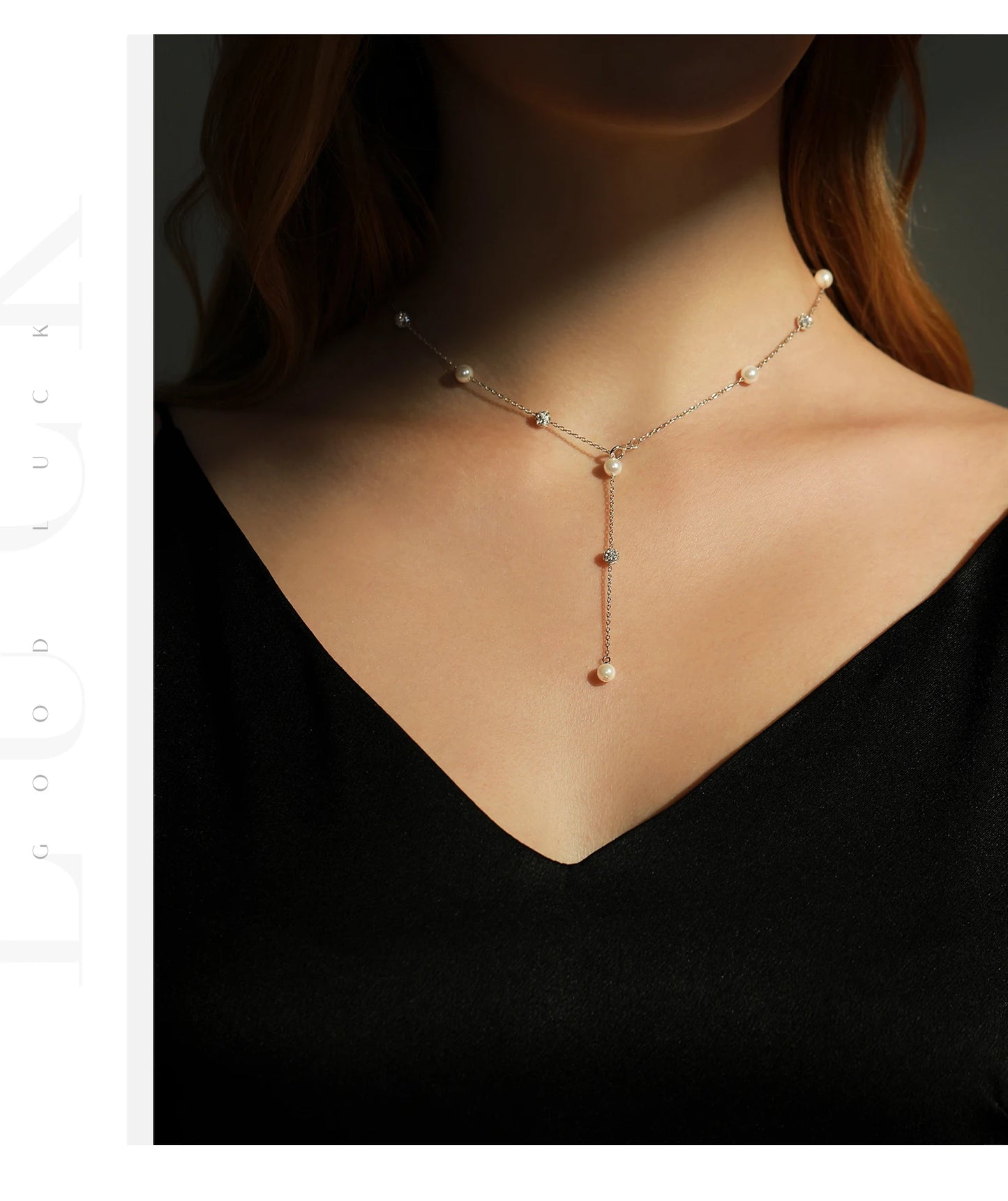 Elegante Y-Kette aus 925 Sterling Silber mit Perlen & Zirkonia