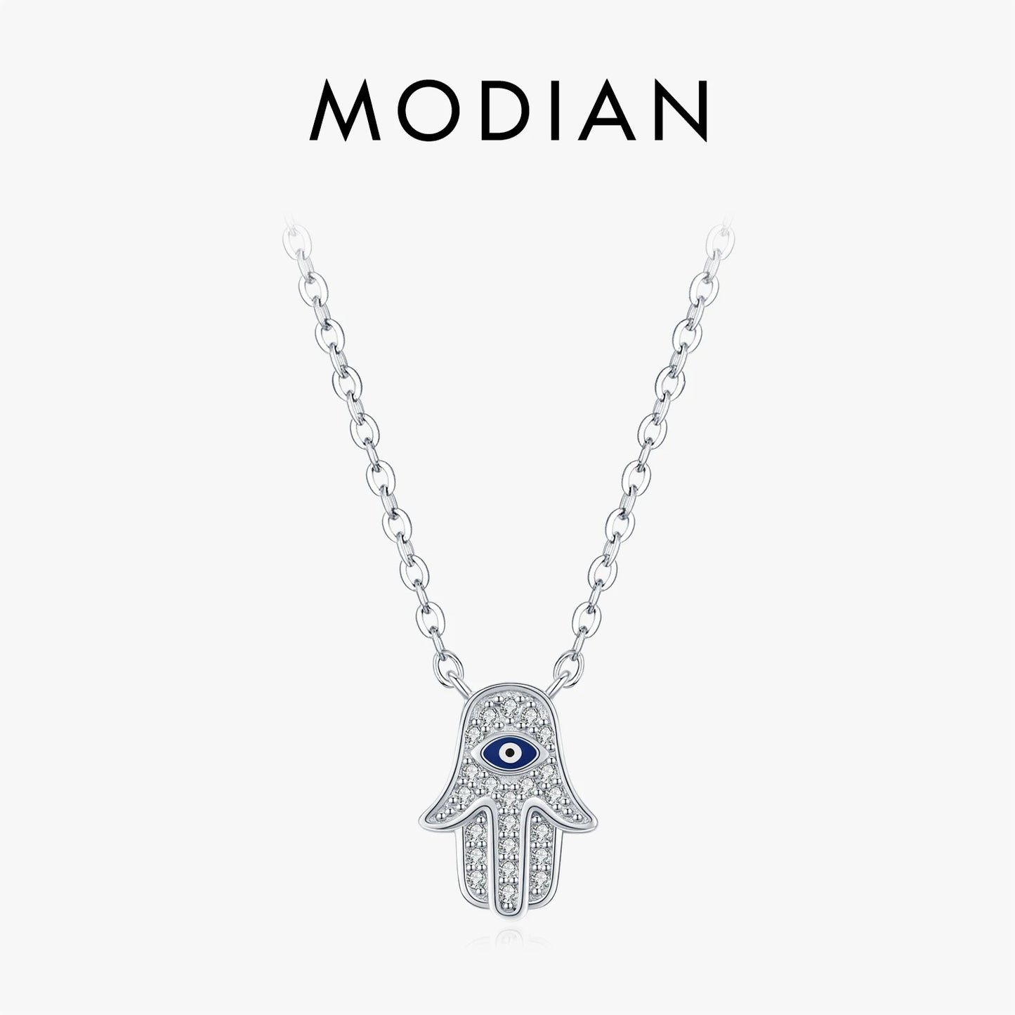 925 Sterling Silber Halskette mit Hamsa-Hand & Zirkon – Symbol für Glück & Schutz