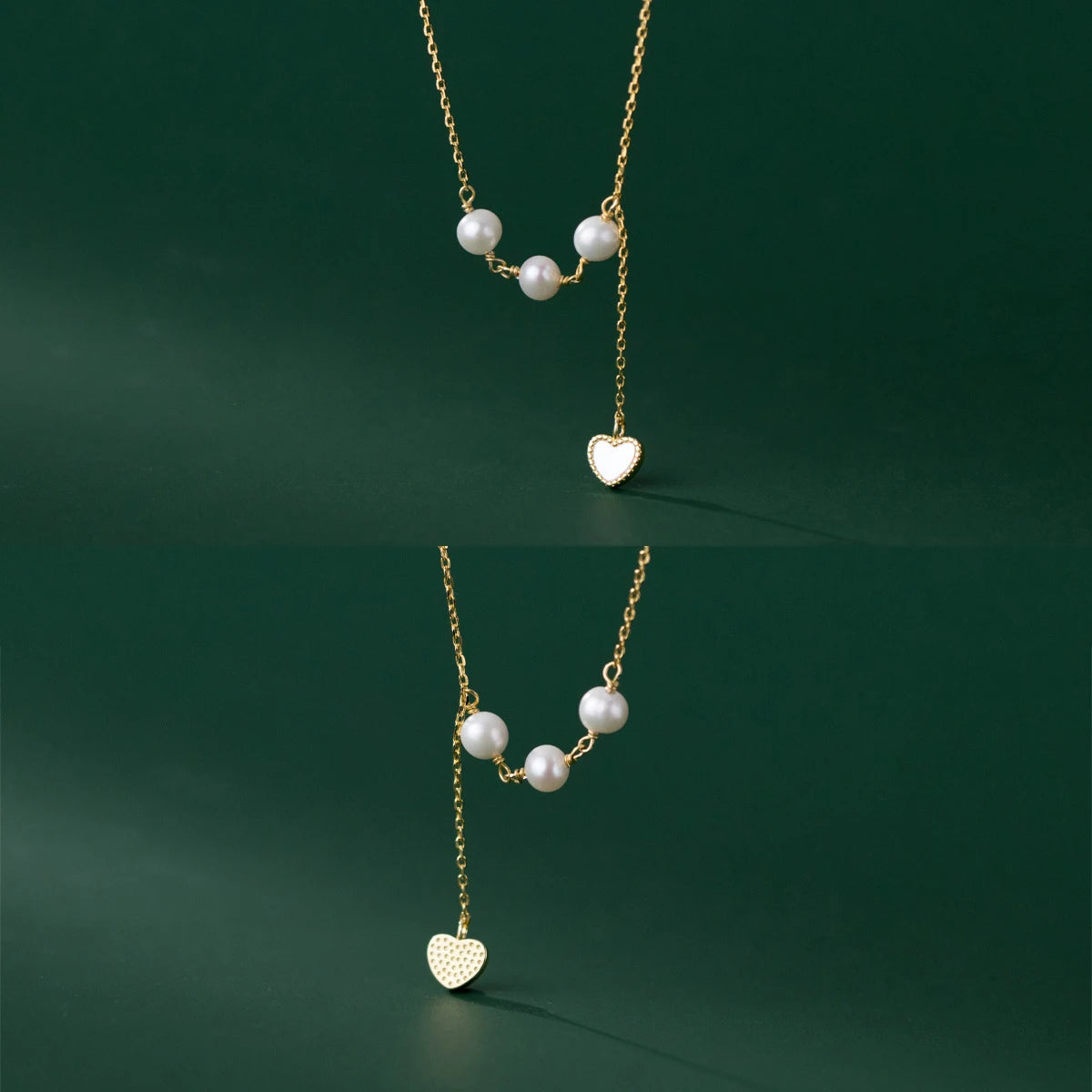 925 Sterling Silber Halskette mit Perlen-Elementen im Y-Design