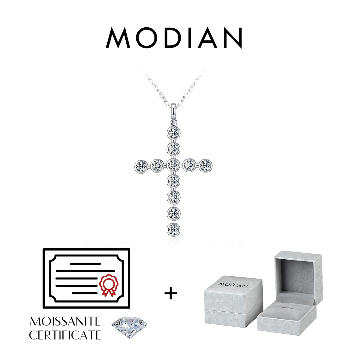 925 Sterling Silber Kreuz-Halskette mit funkelnden Moissanit-Steinen – Ausdruck von Glaube & Eleganz