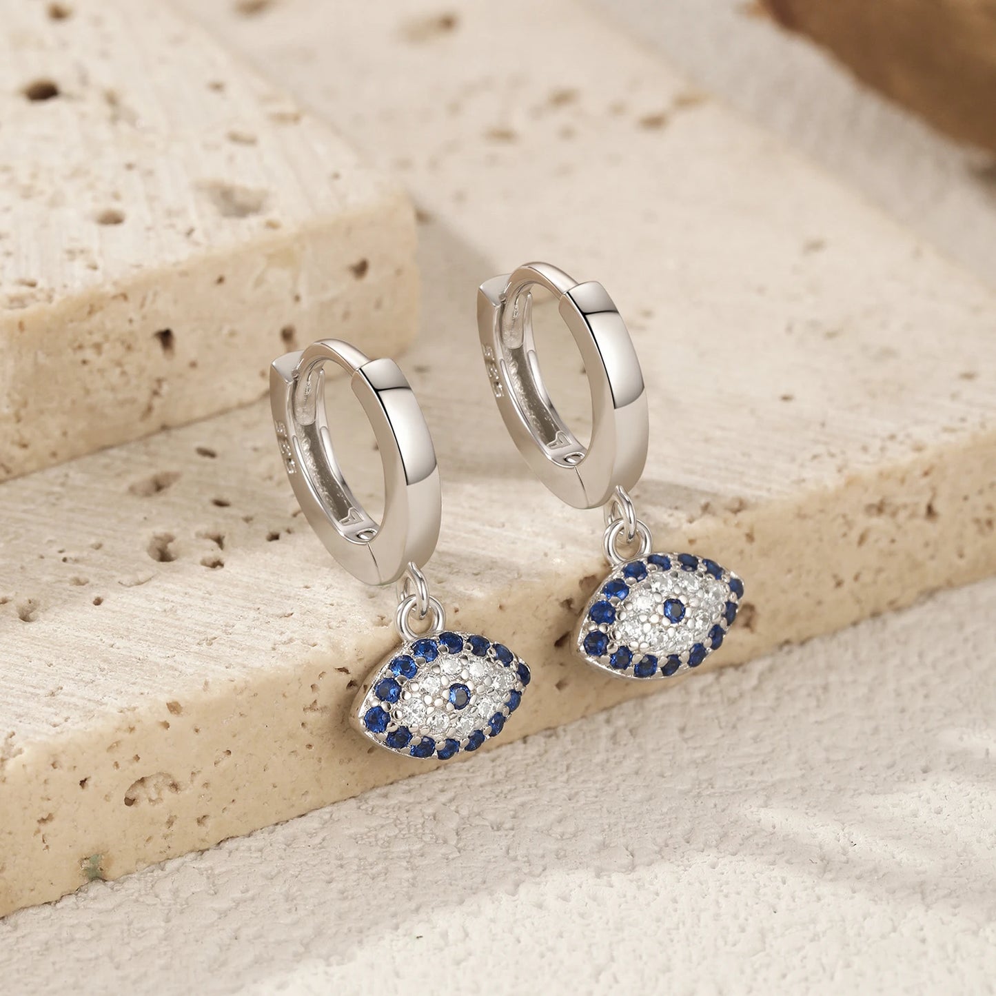 925 Sterling Silber Ohrringe mit blauem Zirkon – geometrisches Design mit edlem Glanz
