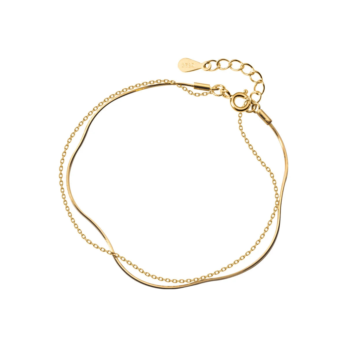 Doppelreihiges 925 Sterling Silber Armband in Goldoptik