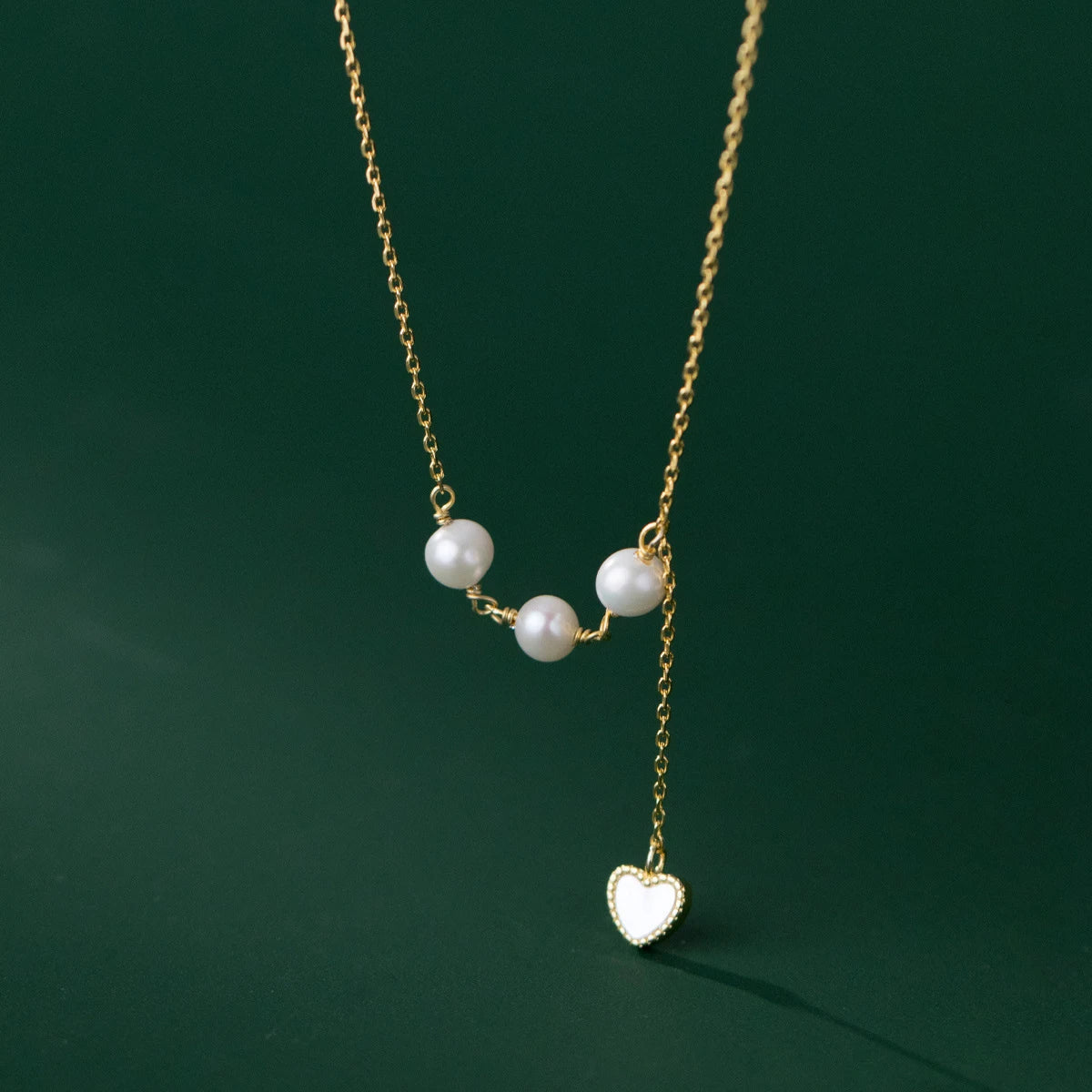 925 Sterling Silber Halskette mit Perlen-Elementen im Y-Design