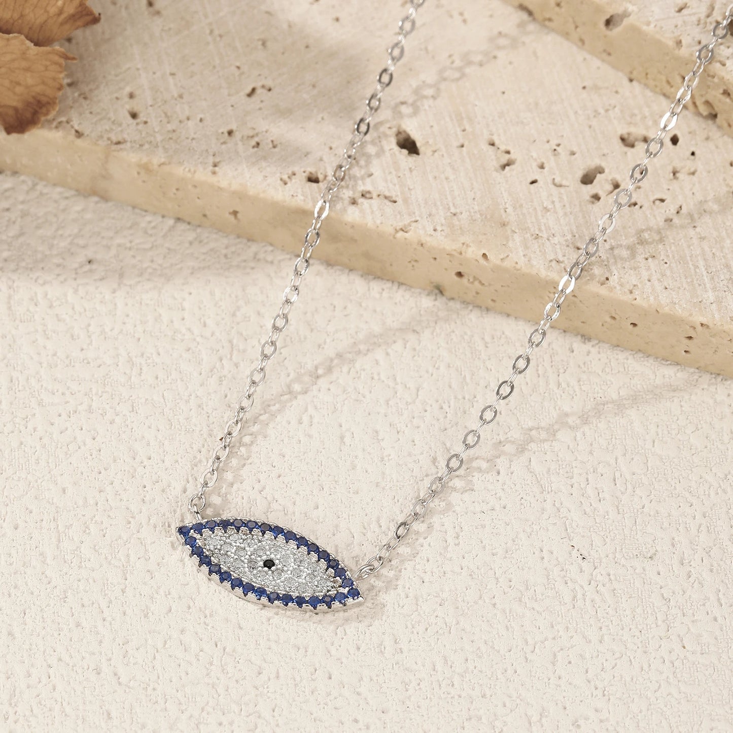 925 Sterling Silber Halskette mit blauem Zirkon-Auge – Symbol für Schutz & Eleganz