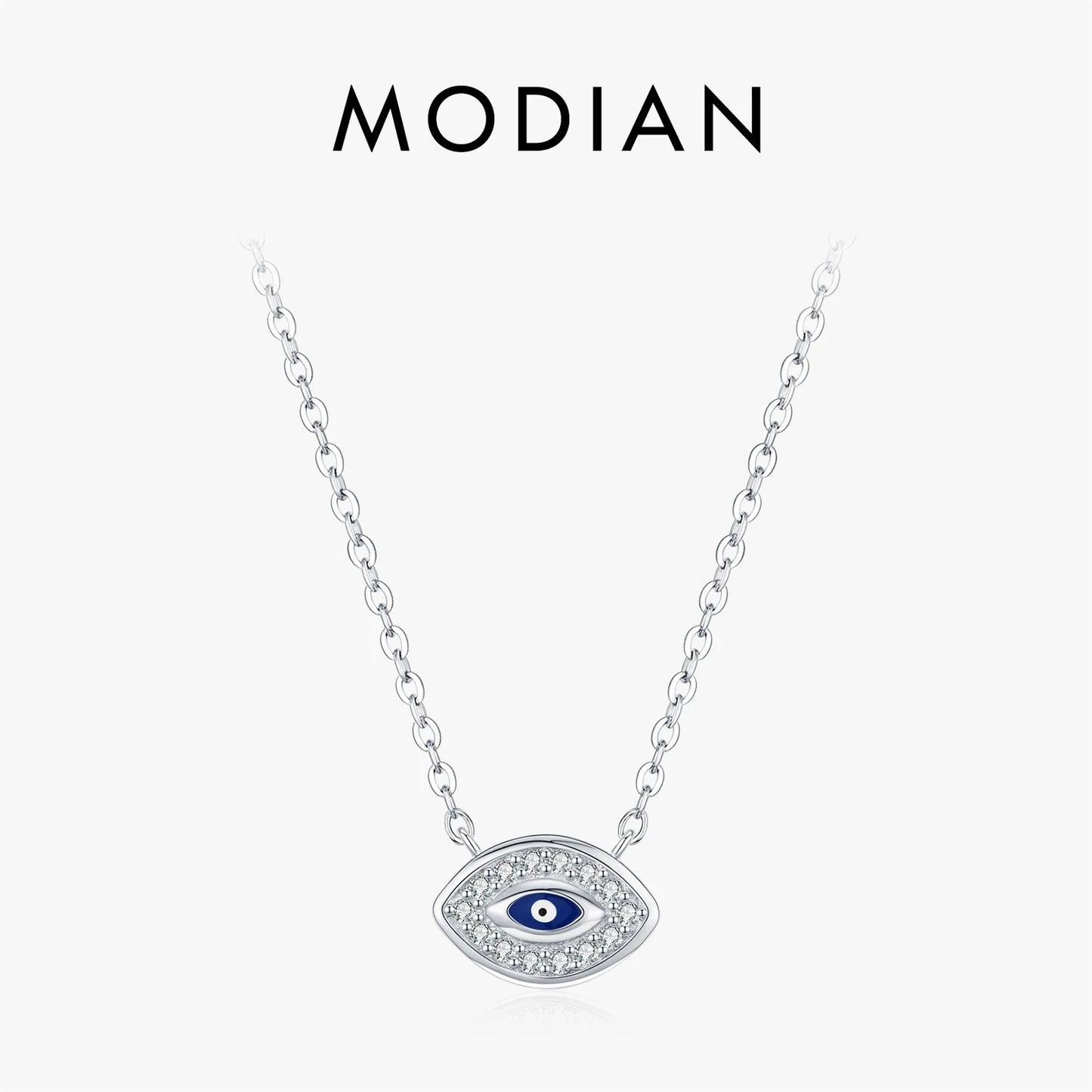 925 Sterling Silber Halskette mit blauem Zirkon-Auge – Symbol für Schutz & Stärke
