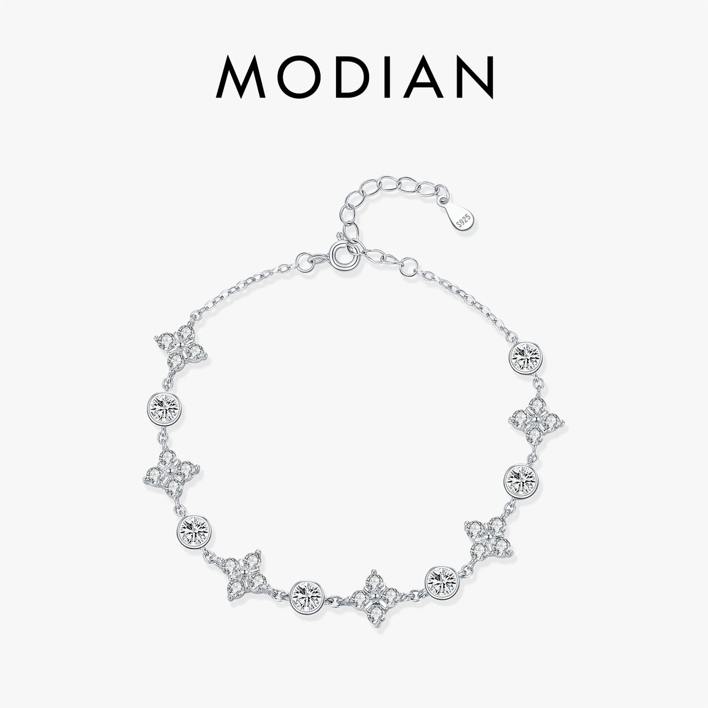 925 Sterling Silber Armband mit funkelnden Zirkonblättern – inspiriert von der Natur