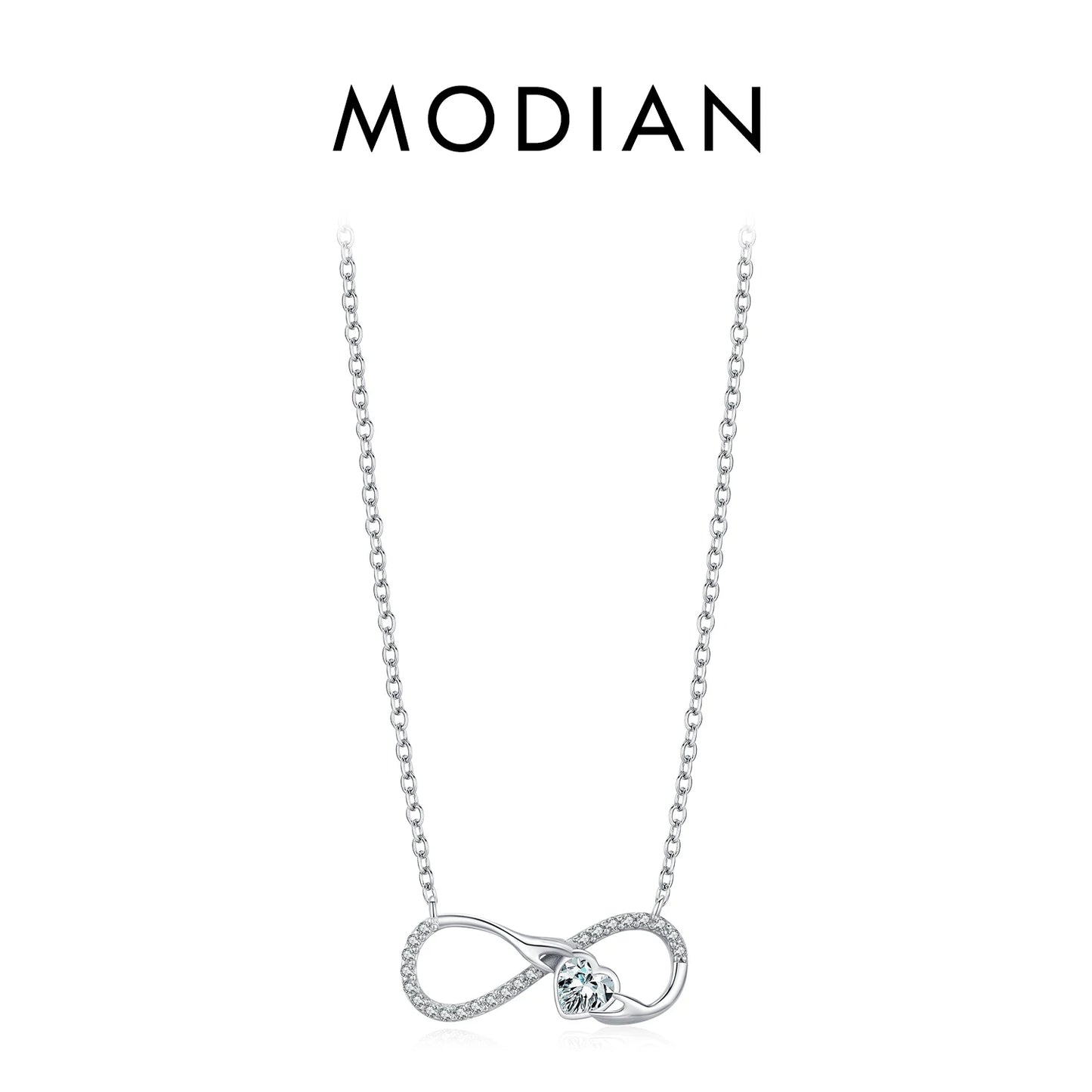 925 Sterling Silber Halskette mit Infinity-Symbol und Zirkonia