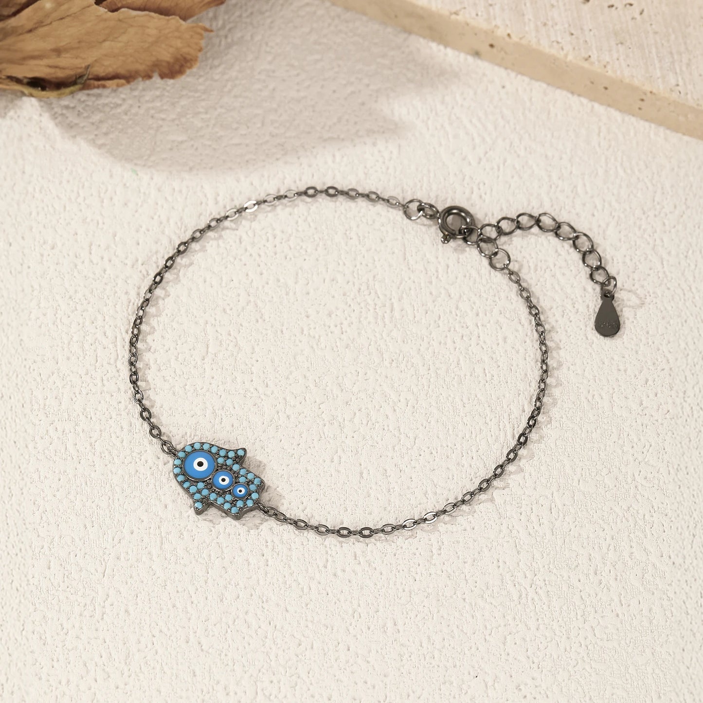 925 Sterling Silber Armband mit türkisfarbener Hand der Fatima – Symbol des Schutzes