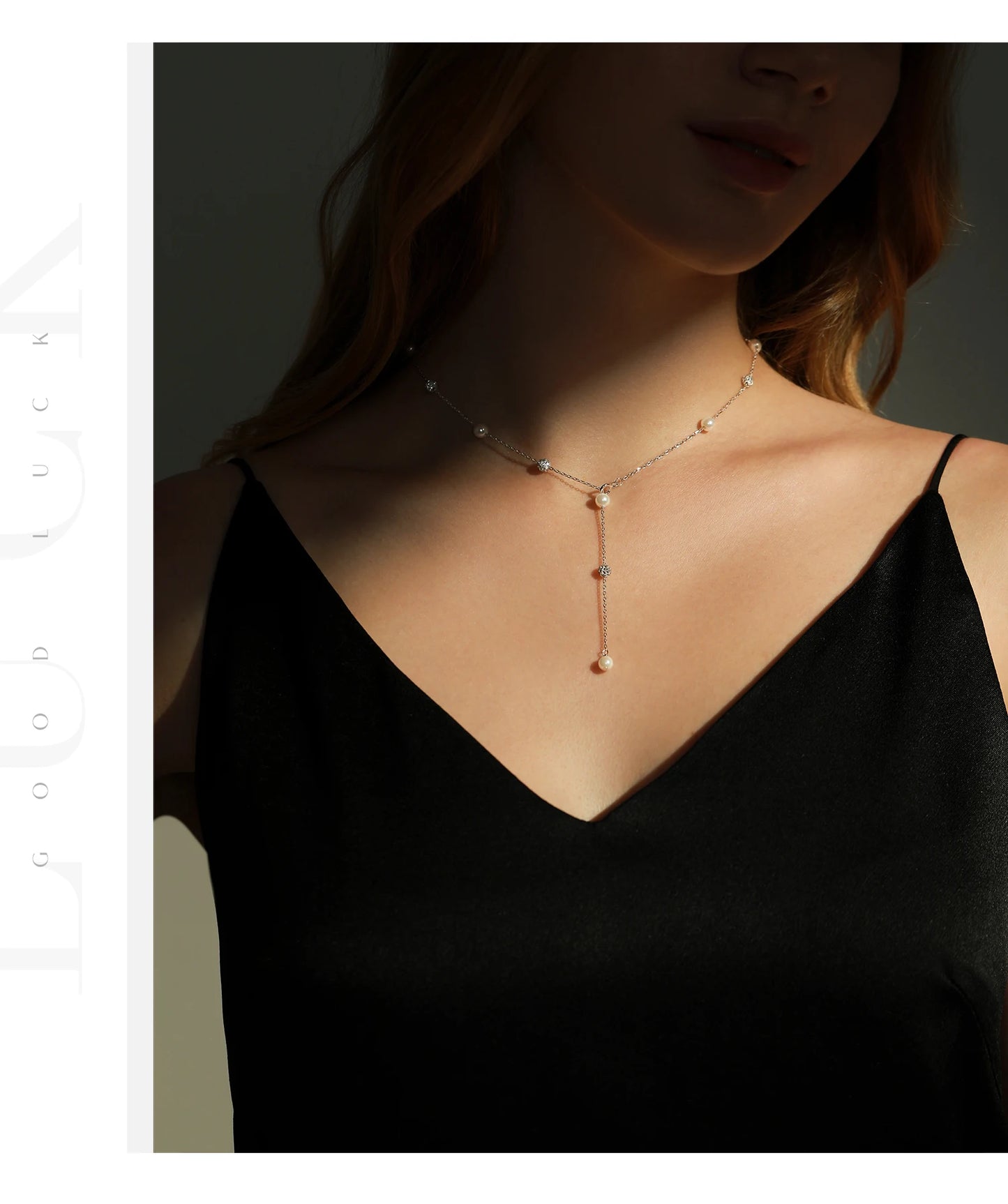 Elegante Y-Kette aus 925 Sterling Silber mit Perlen & Zirkonia