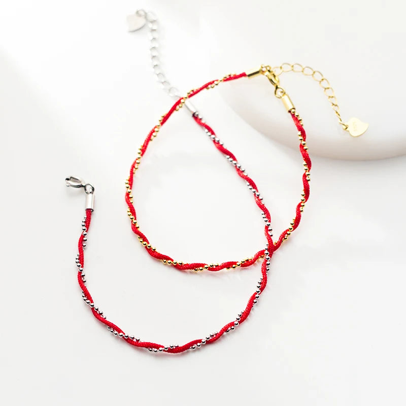 Rotes 925 Sterling Silber Armband mit feiner Veredelung