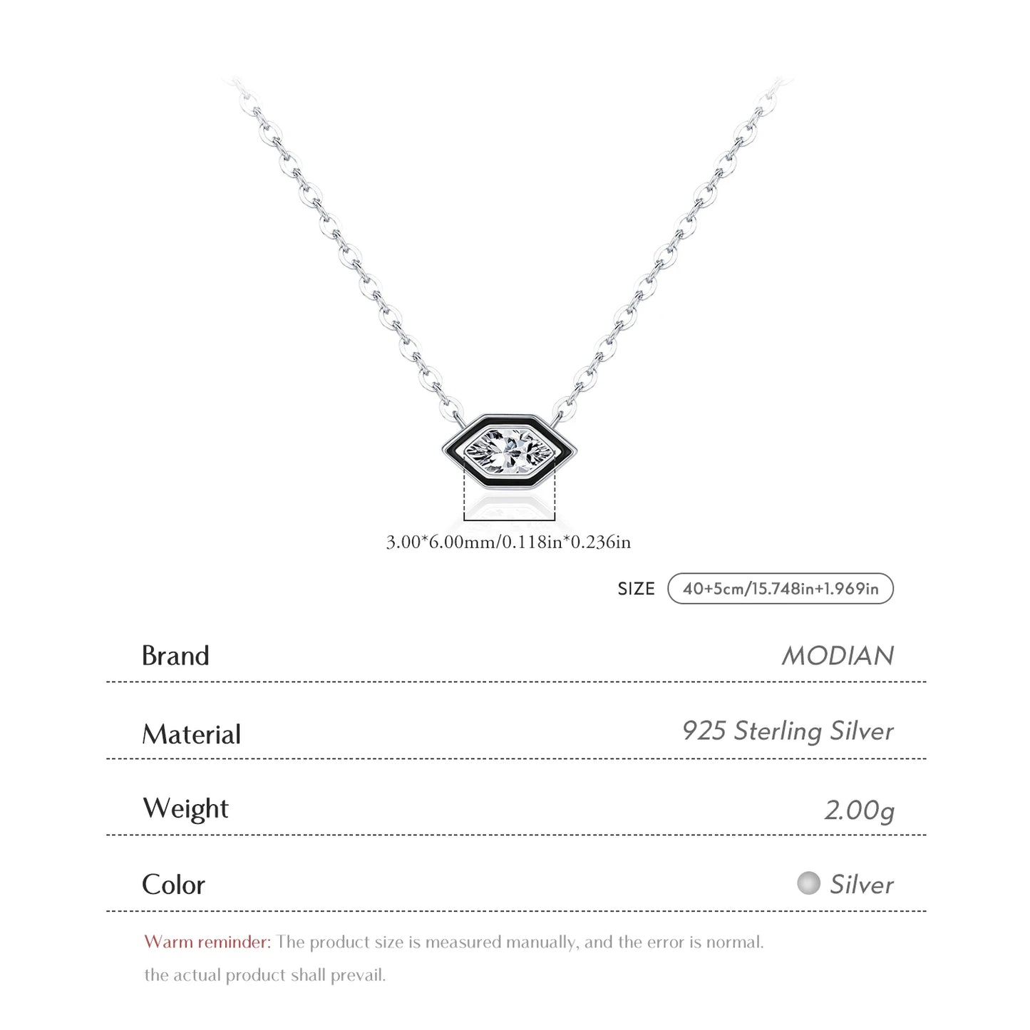 Geometrische Halskette aus 925 Sterling Silber mit Zirkonia