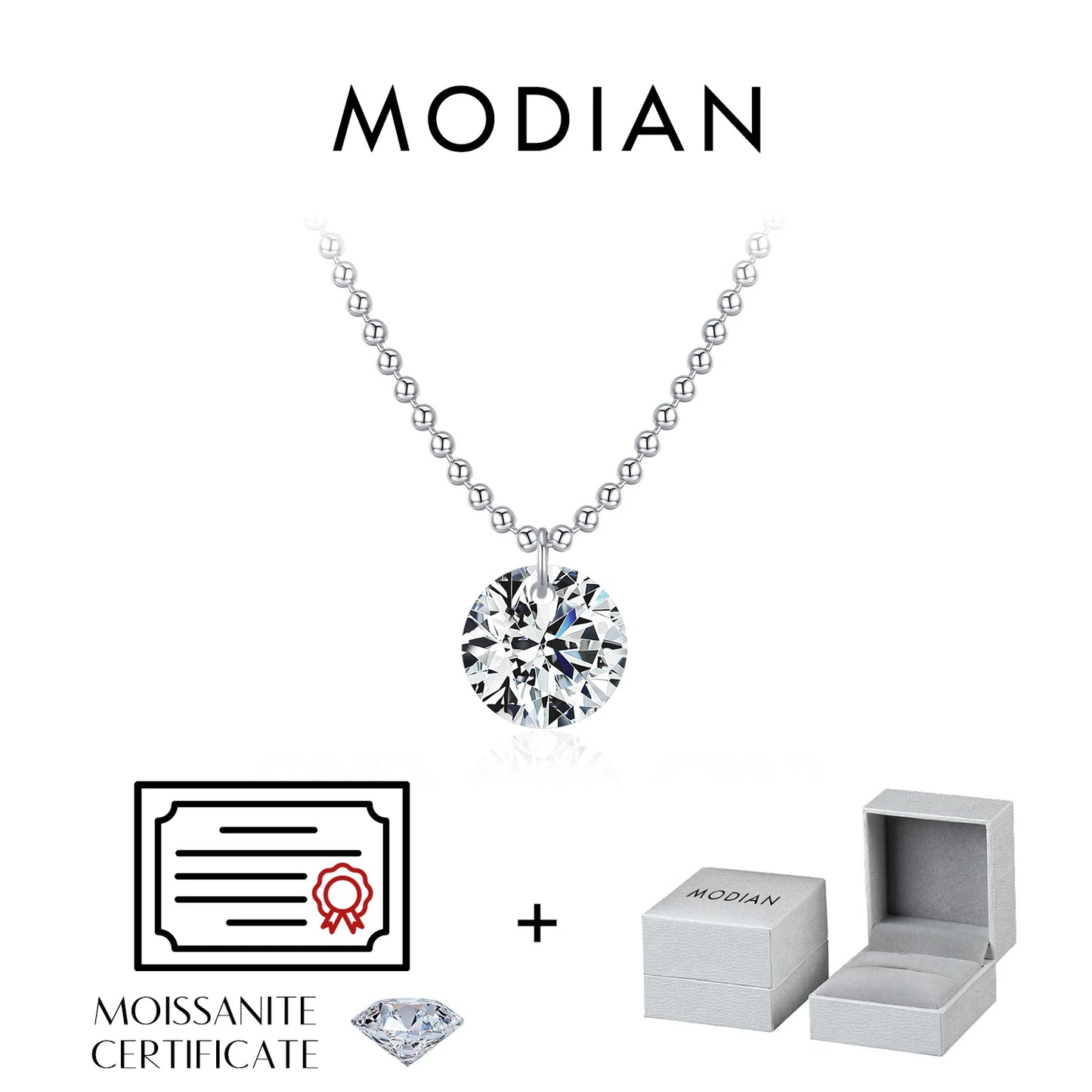 925 Sterling Silber Halskette mit schillerndem Moissanit-Anhänger – Zeitlose Eleganz