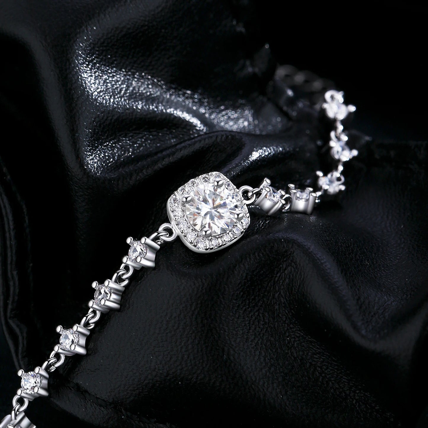 925 Sterling Silber Armband mit Moissanit und Zirkonia-Details
