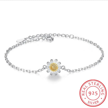 925 Sterling Silber Armband mit Blütenanhänger – zarte Eleganz mit gelbem Zirkonstein
