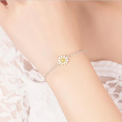 925 Sterling Silber Armband mit Blütenanhänger – zarte Eleganz mit gelbem Zirkonstein
