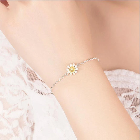 925 Sterling Silber Armband mit Blütenanhänger – zarte Eleganz mit gelbem Zirkonstein