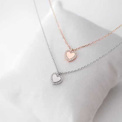 925 Sterling Silber Herzanhänger Kette mit Zirkonia-Verzierung