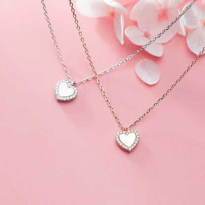 925 Sterling Silber Herzanhänger Kette mit Zirkonia-Verzierung
