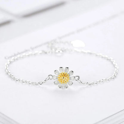 925 Sterling Silber Armband mit Blütenanhänger – zarte Eleganz mit gelbem Zirkonstein