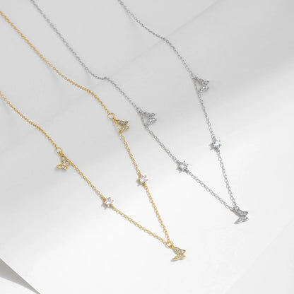 925 Sterling Silber Halskette mit zarten Sternanhängern