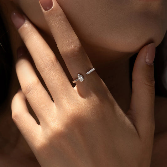 925 Sterling Silber Ring mit Tropfen-Zirkon – moderne Eleganz in Tropfenform
