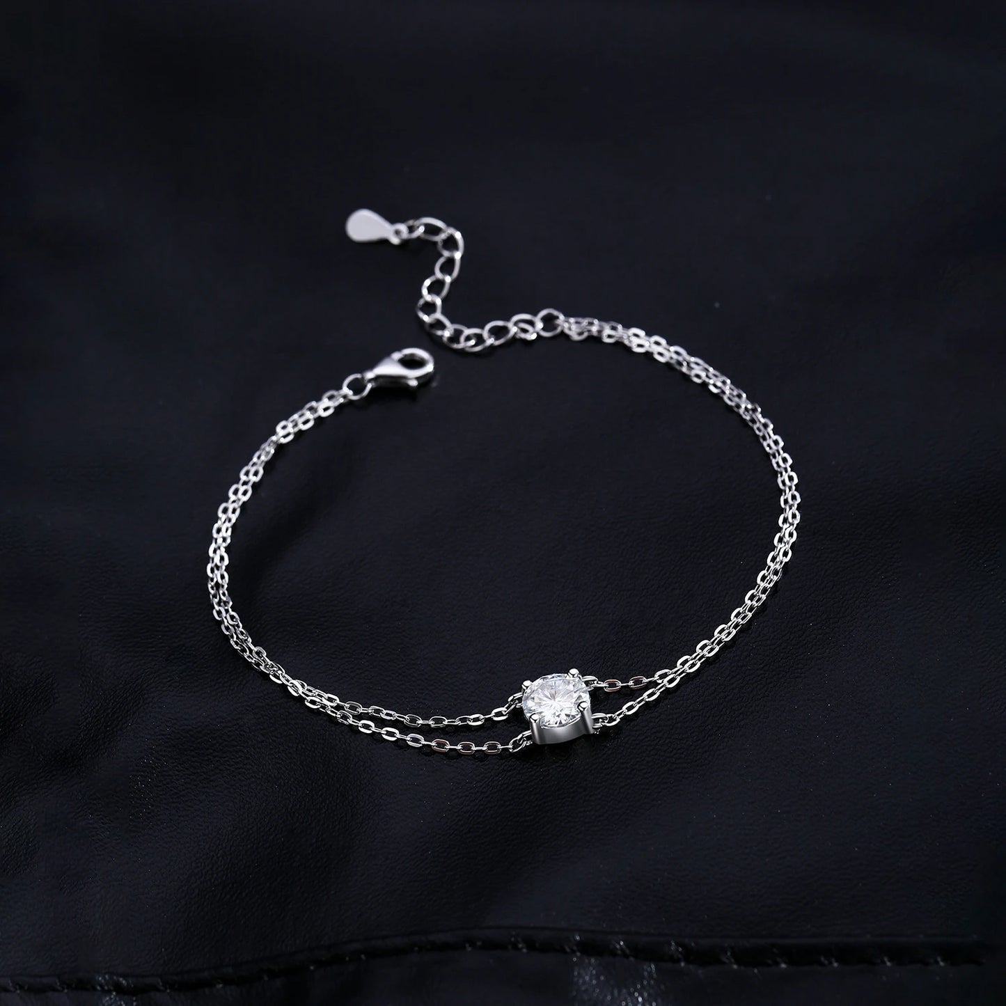 925 Sterling Silber Armband mit Moissanit-Solitär