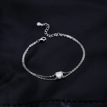 925 Sterling Silber Armband mit Moissanit-Solitär