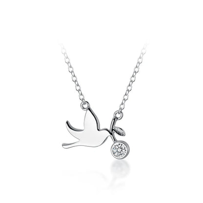 925 Sterling Silber Halskette mit Vogel- und Zirkonia-Anhänger