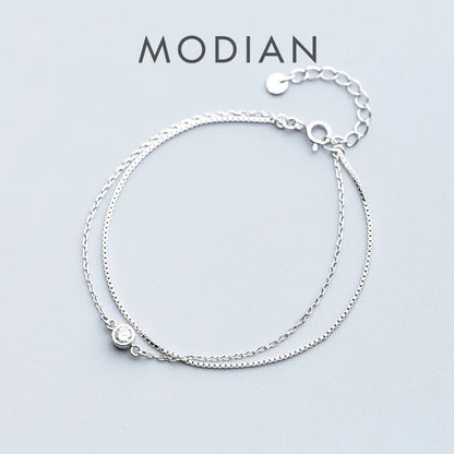 Doppelreihiges Armband aus 925 Sterling Silber mit Zirkonia