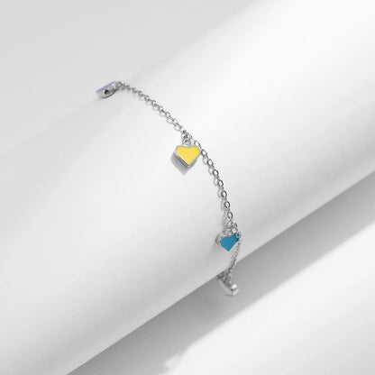 925 Sterling Silber Armband mit bunten Herz-Anhängern