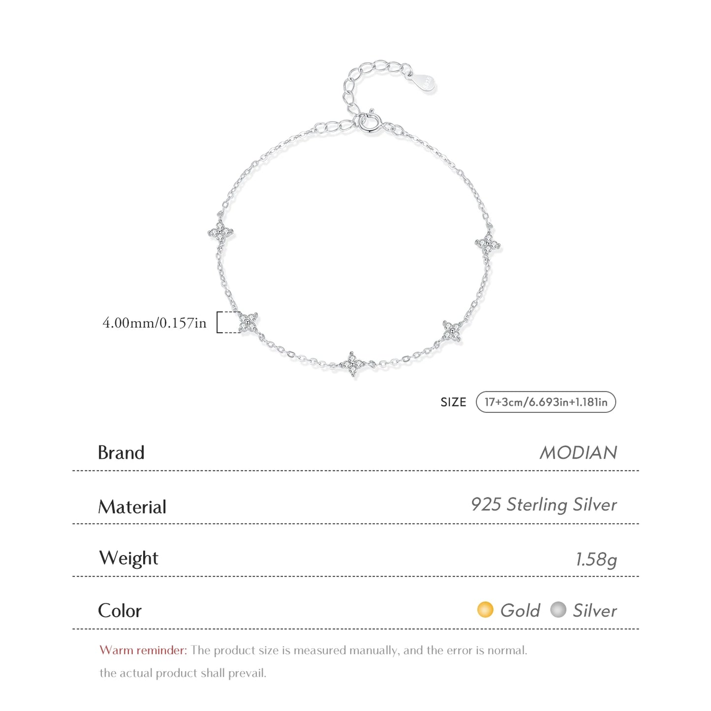 Filigranes Armband aus 925 Sterling Silber mit Zirkonia-Blüten