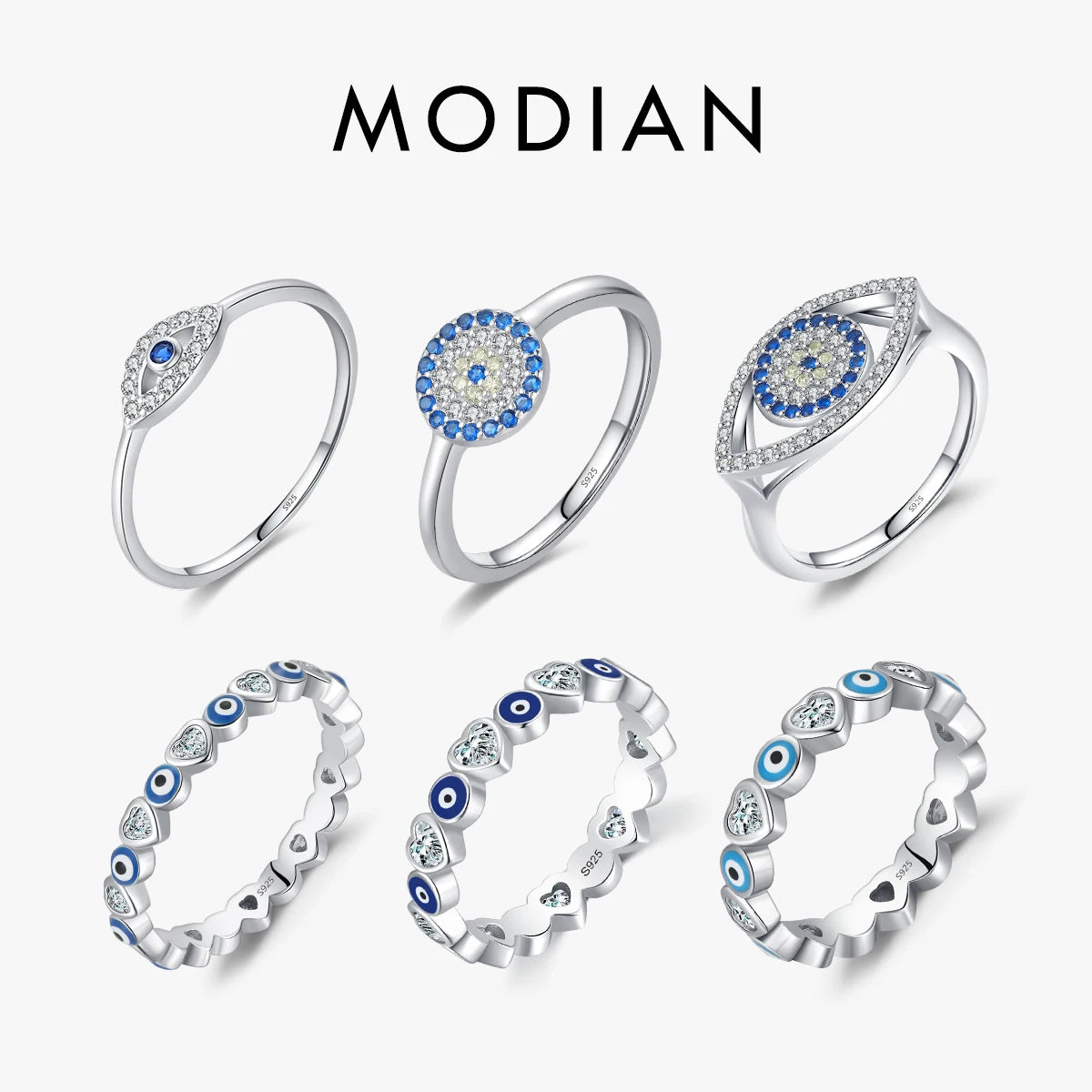 925 Sterling Silber Ringe mit blauen und klaren Zirkonia