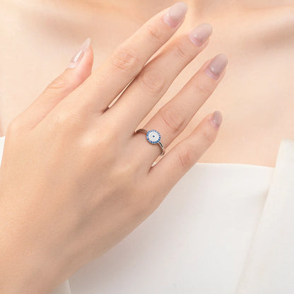 925 Sterling Silber Ringe mit blauen und klaren Zirkonia