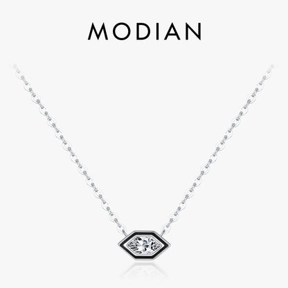 Geometrische Halskette aus 925 Sterling Silber mit Zirkonia