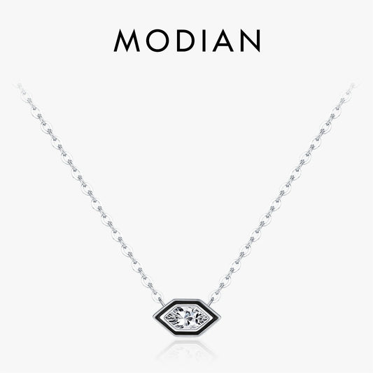 Geometrische Halskette aus 925 Sterling Silber mit Zirkonia